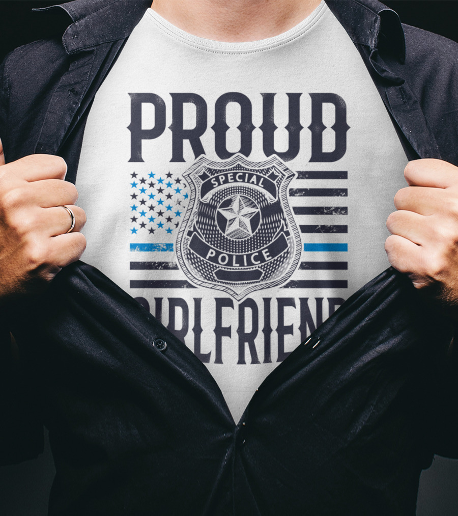 Proud Girlfriend Special Police Badge Blue Line T-Shirt