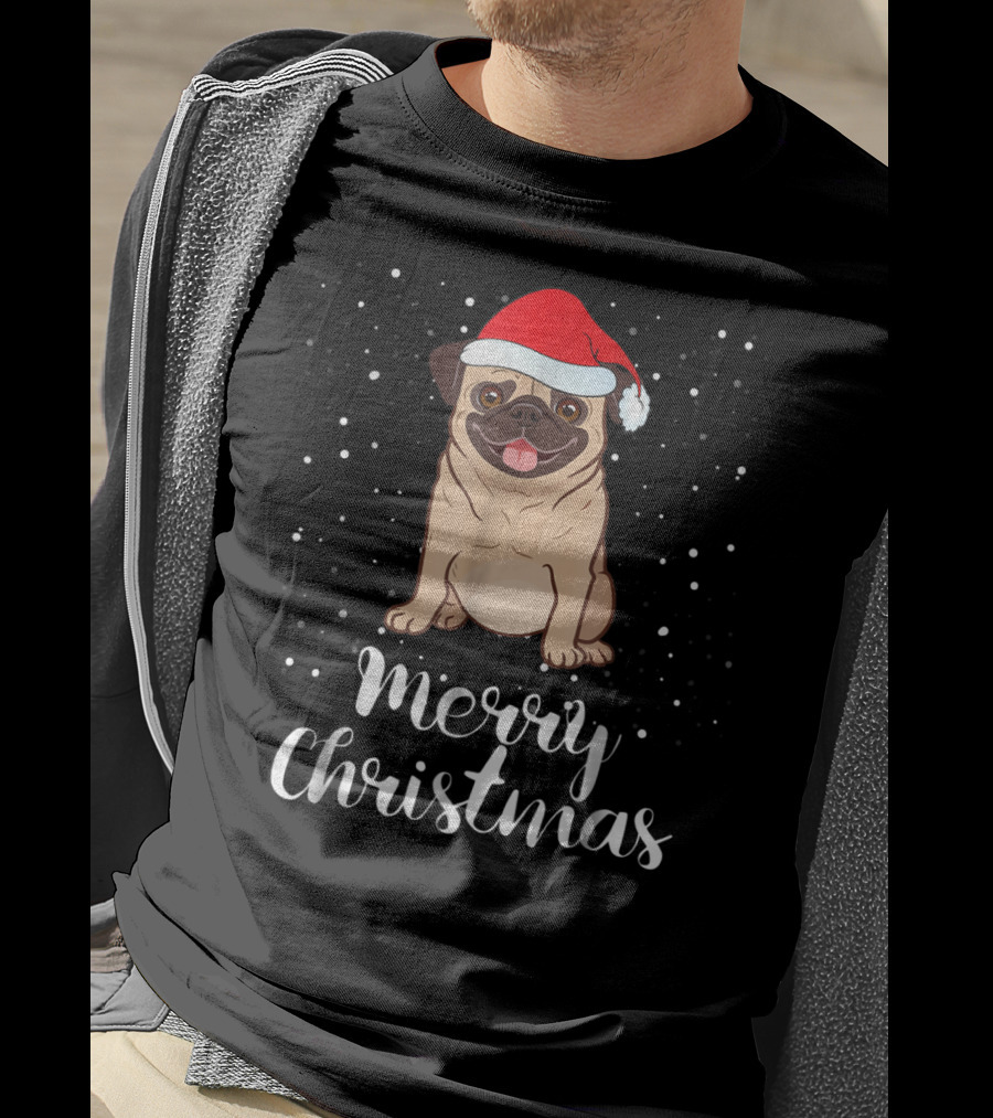 Merry Christmas Pug Funny Matching Family Group Holiday T-Shirt