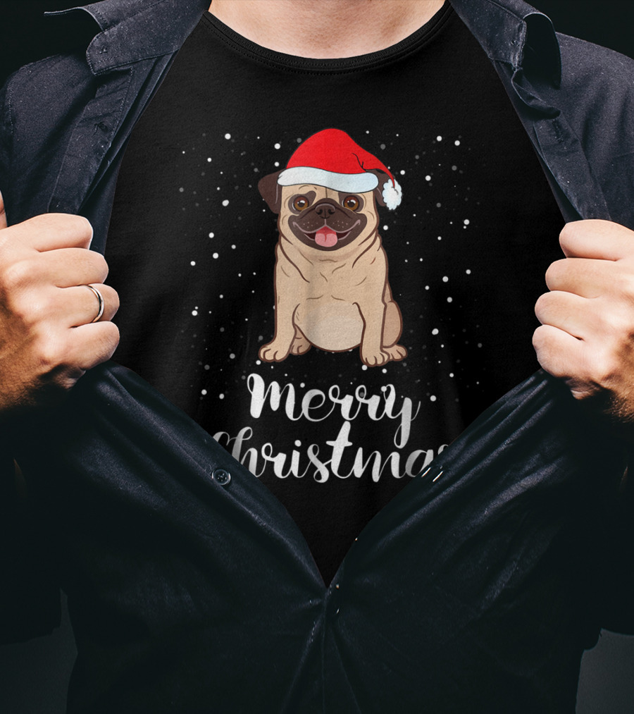 Merry Christmas Pug Funny Matching Family Group Holiday T-Shirt