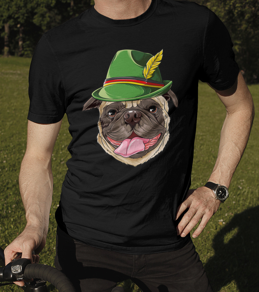 Pug Oktoberfest Pugtoberfest Boys Lederhosen Hat T-Shirt
