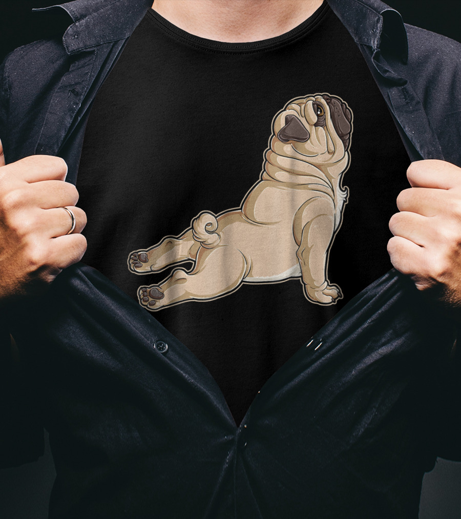 Pug Yoga Pose For Dog Lovers Puppy Funny T-Shirt