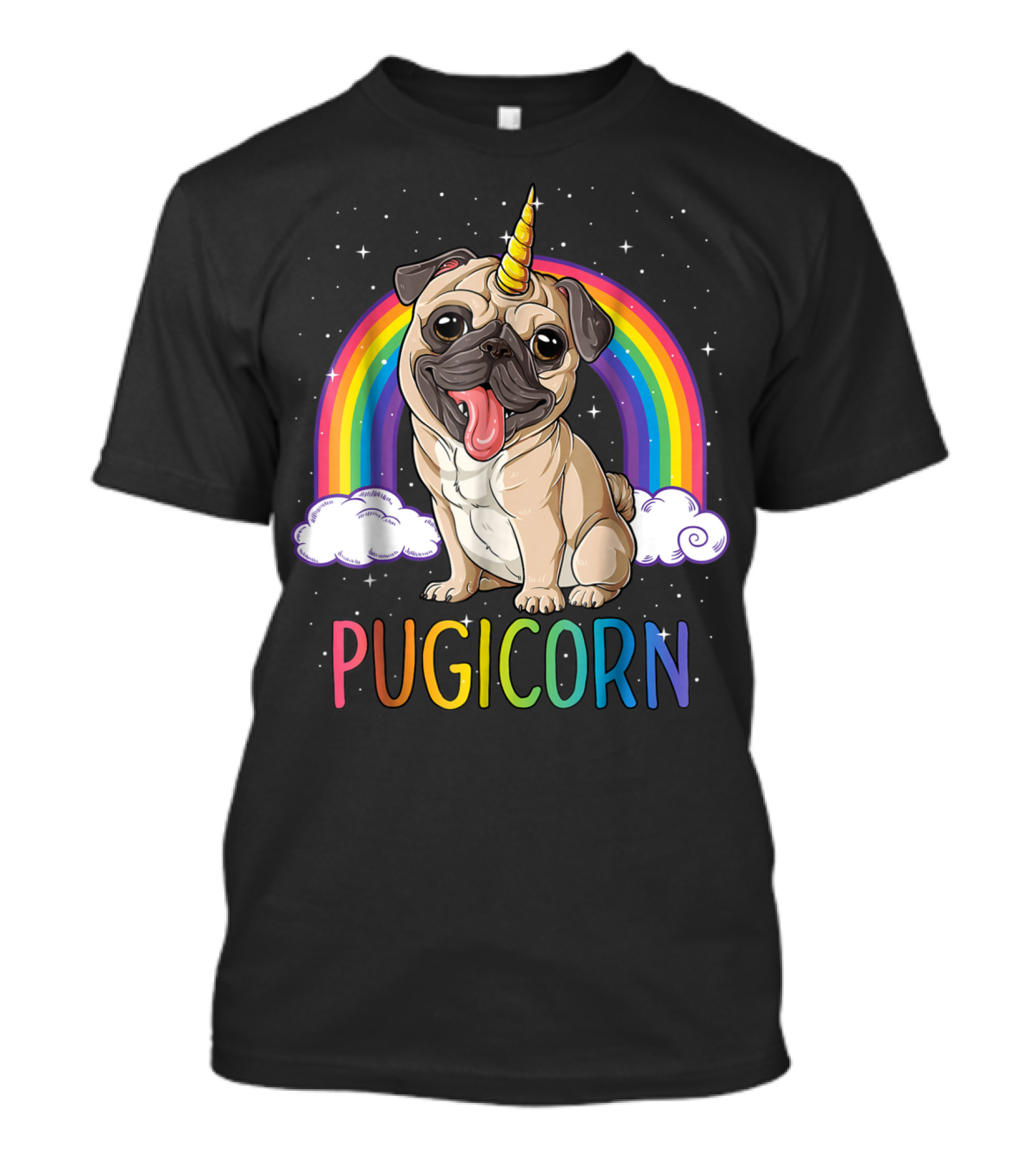 Pugicorn Pug Unicorn Kids Women Rainbow Galaxy T-Shirt