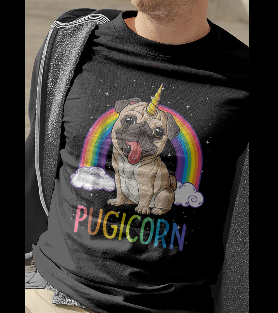 Pugicorn Pug Unicorn Kids Women Rainbow Galaxy T-Shirt