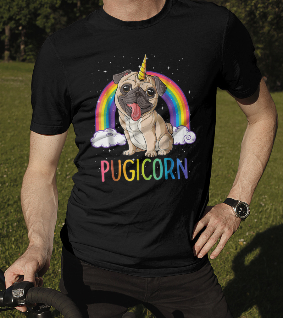 Pugicorn Pug Unicorn Kids Women Rainbow Galaxy T-Shirt