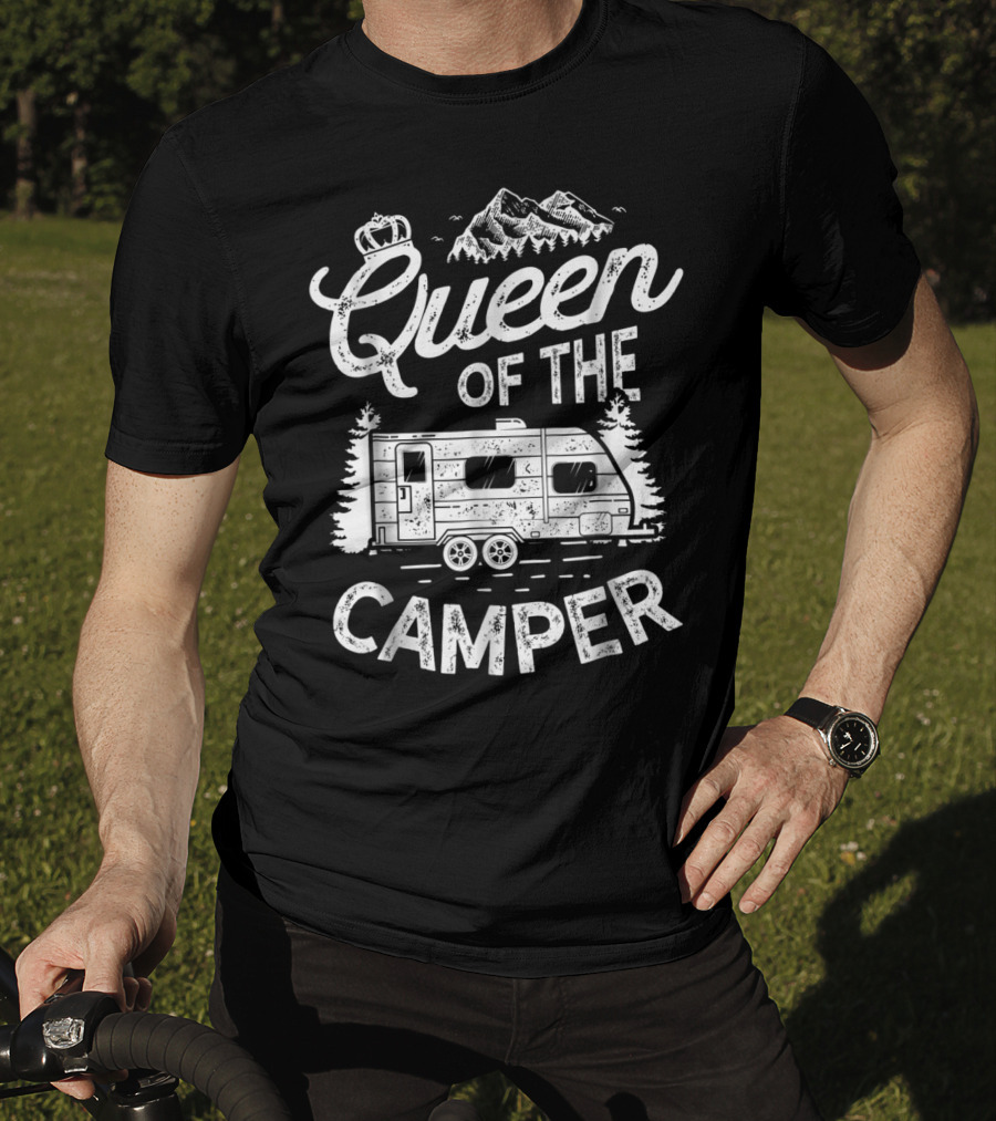 Queen Of The Camper Outdoor Camping Camper Mountain Adventure T-Shirt
