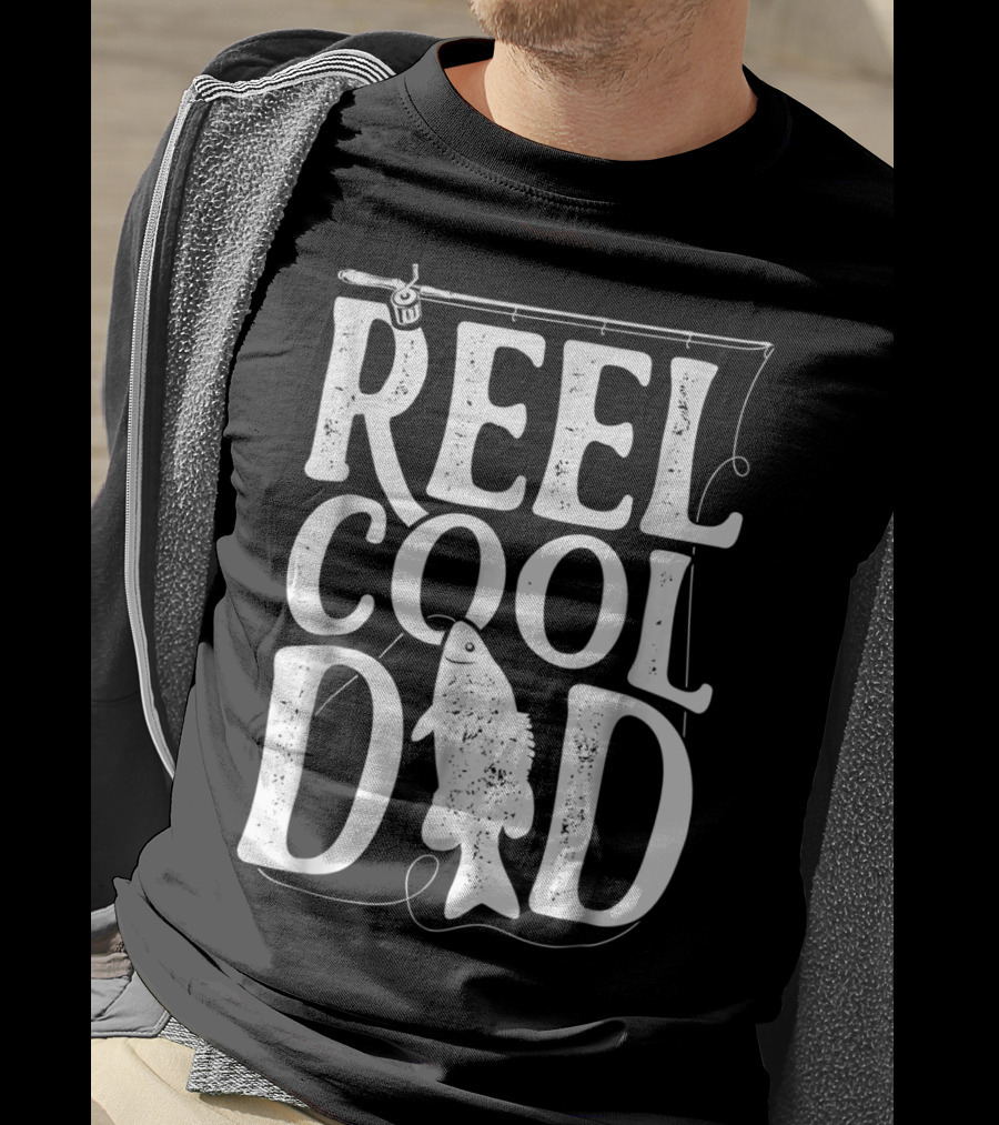 Reel Cool Dad Fishing Theme Dads Daddy T-Shirt