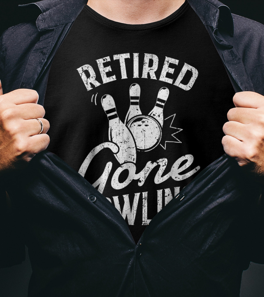 Retired Gone Bowling Bowler Pin Trio T-Shirt