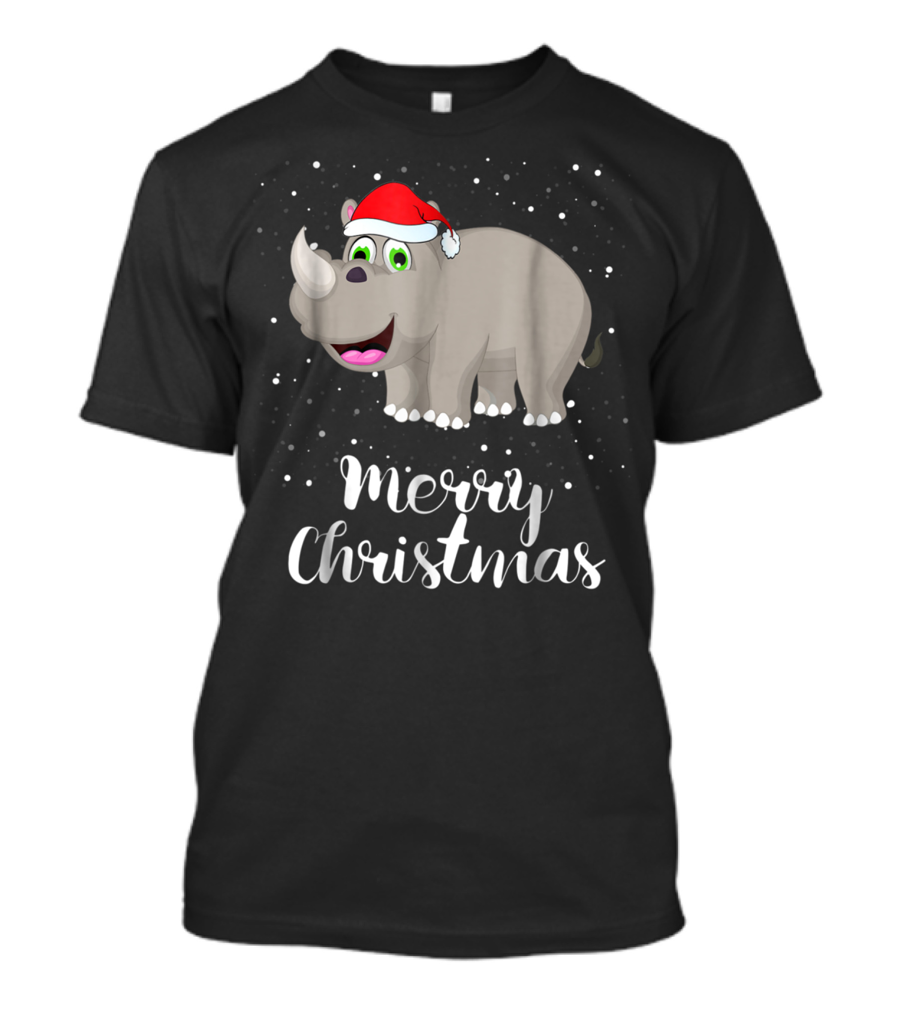 Merry Christmas Rhinoceros Santa Hat Family Group T-Shirt