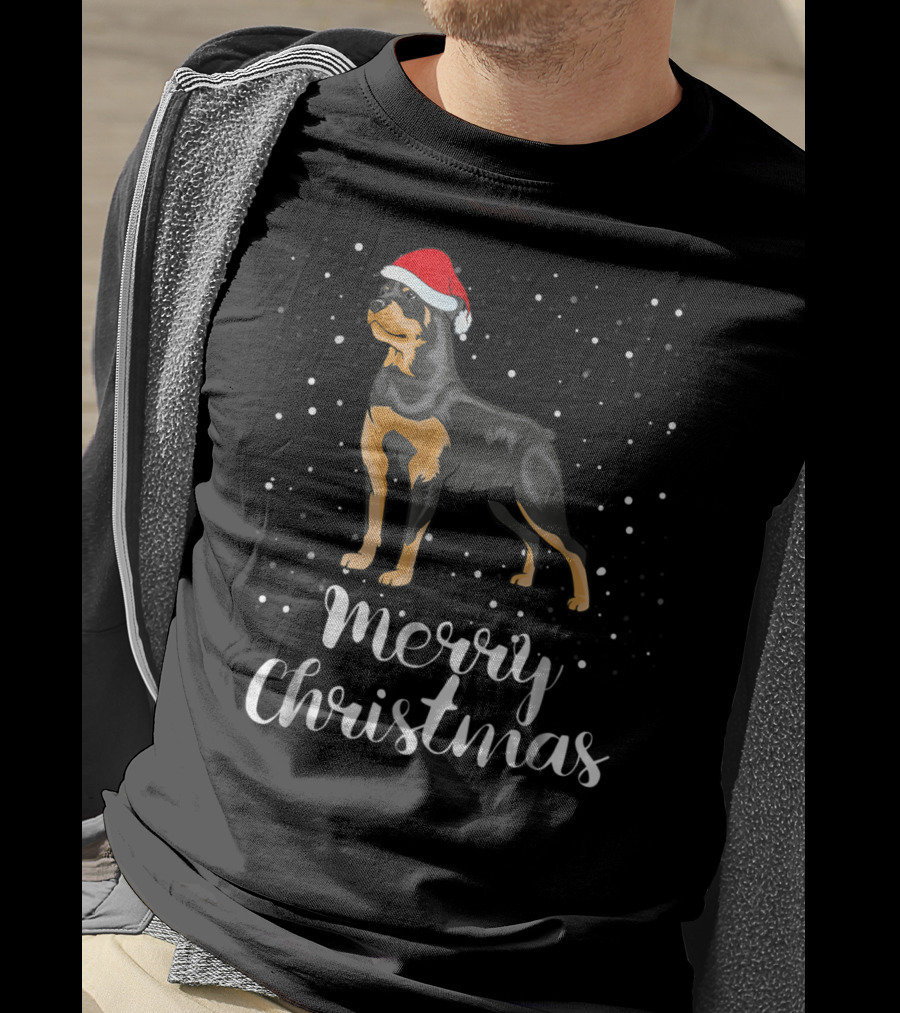 Merry Christmas Rottweiler Santa Hat Snowfest Matching Family Group T-Shirt
