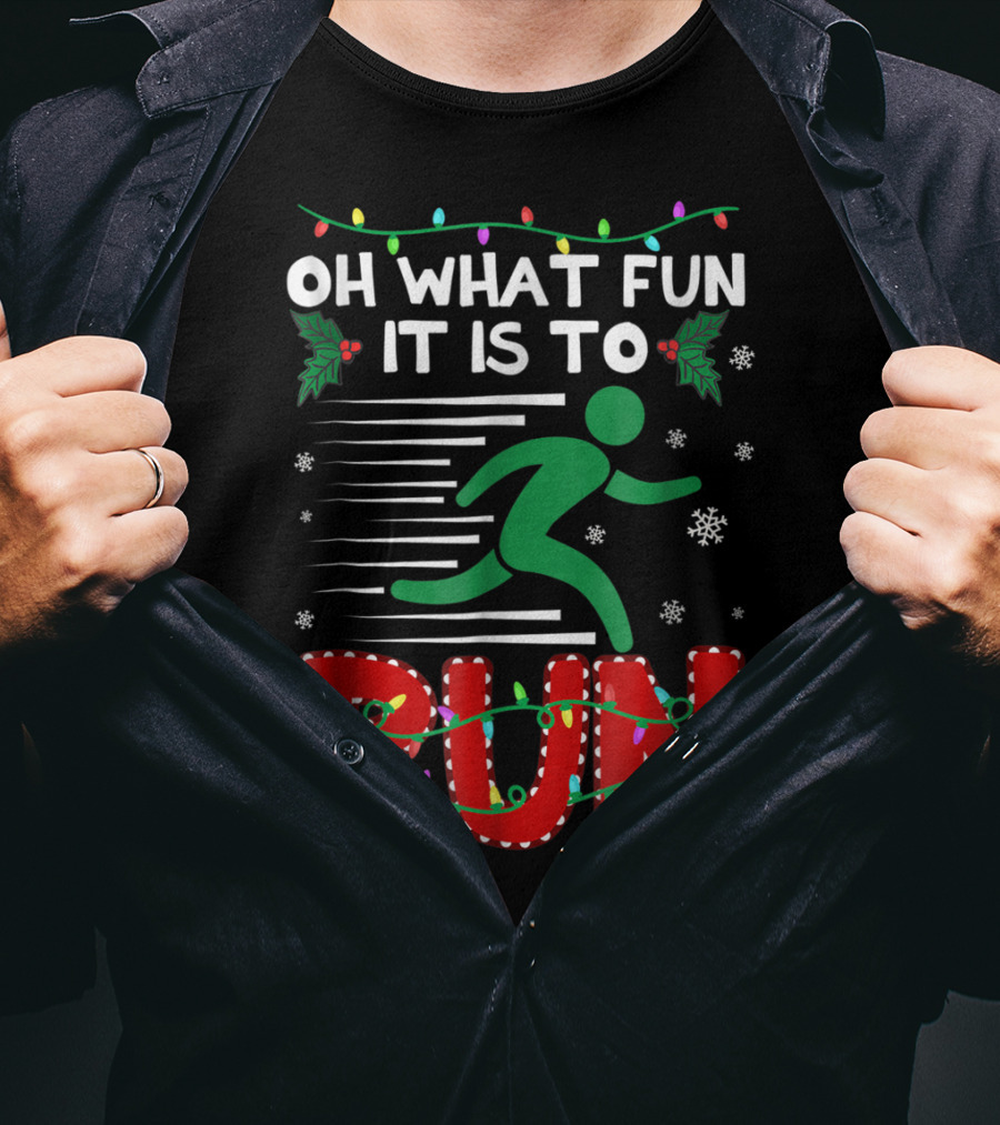 Oh What Fun It Is To Run Christmas Lights Snowflakes T-Shirt