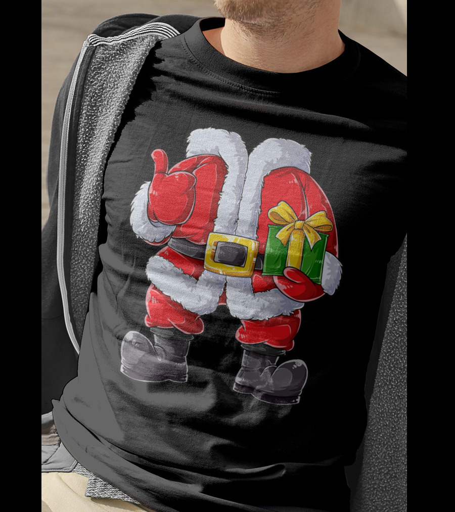 Santa Claus Costume With Gift Holiday Boys Christmas T-Shirt
