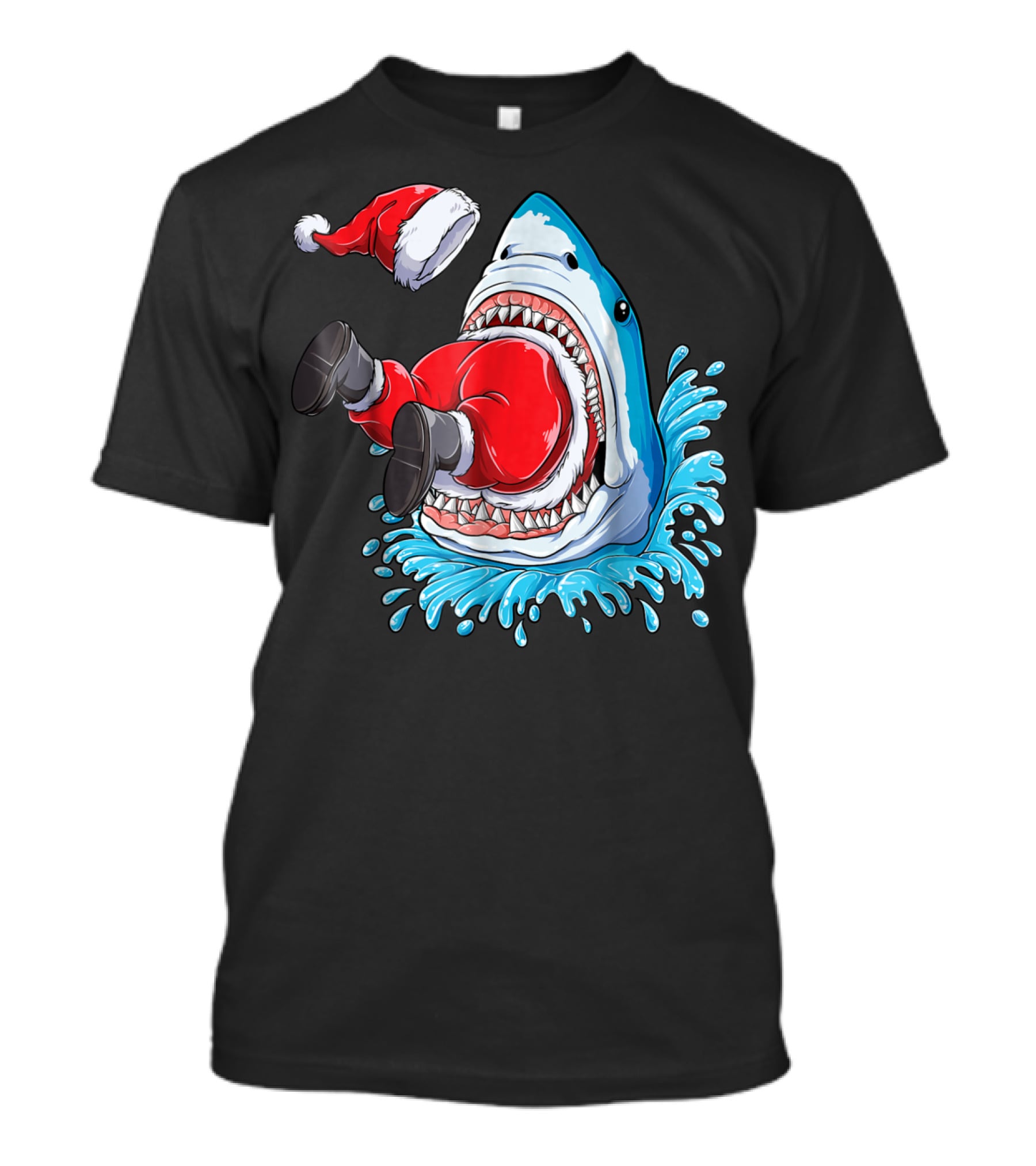 Merry Sharkmas Santa Claus Shark Christmas Holiday Fun T-Shirt