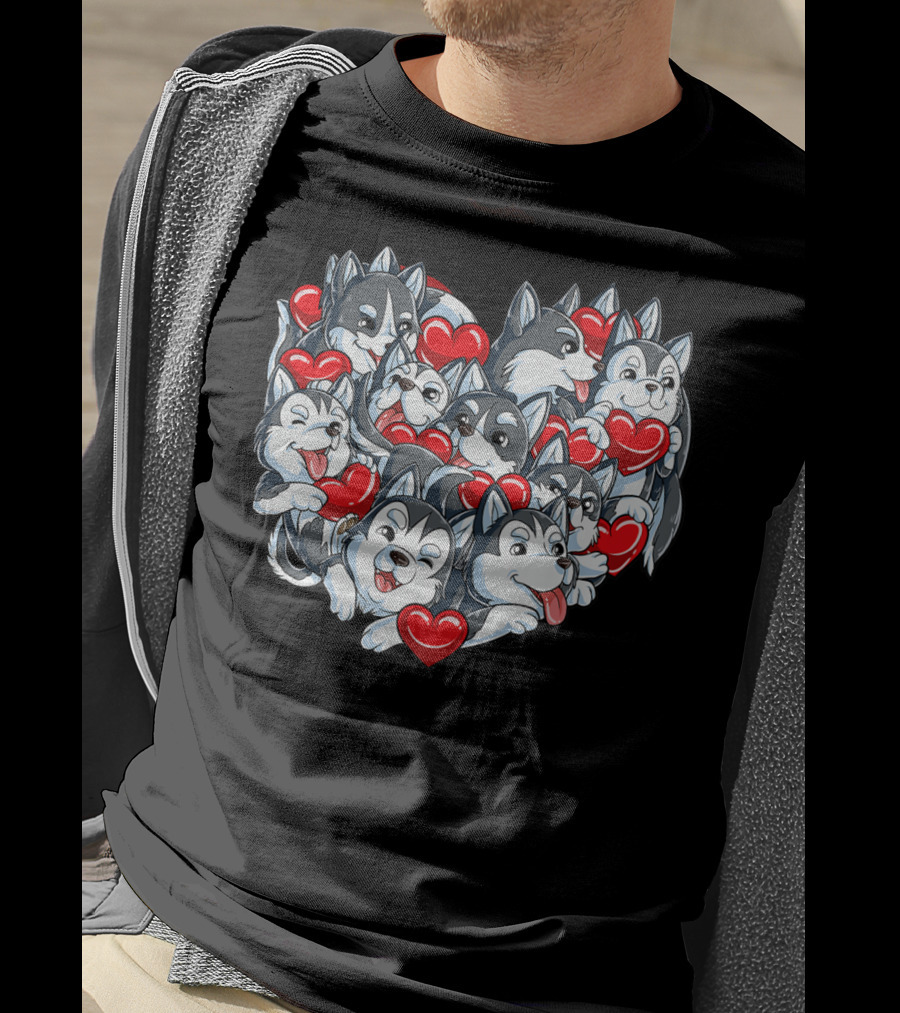 Siberian Husky Valentines Day Heart T-Shirt