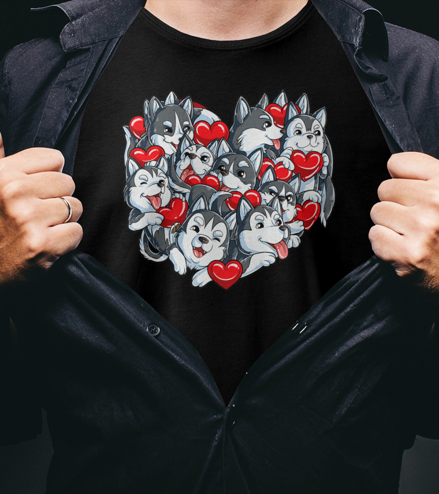 Siberian Husky Valentines Day Heart T-Shirt