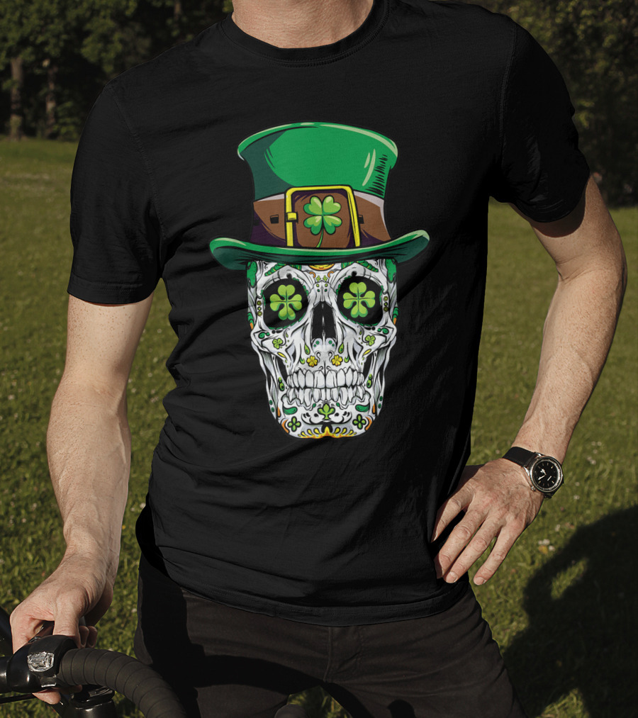 Sugar Skull Clover Top Hat T-Shirt