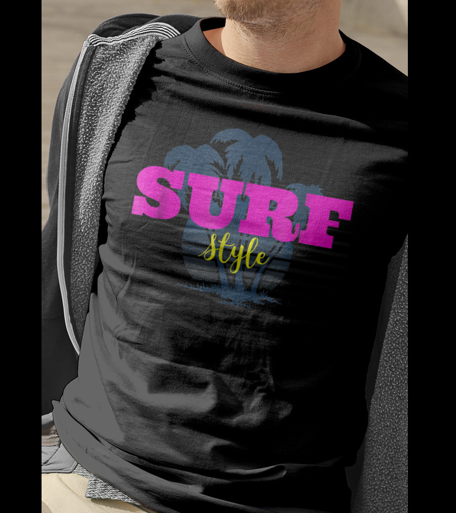 Surf Style Palm Tree Surfing Retro Vibe T-Shirt
