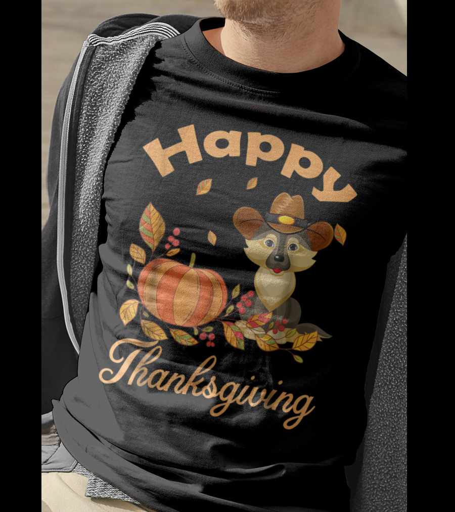 Happy Thanksgiving German Shepherd Pilgrim Pumpkin Autumn Leaves T-Shirt