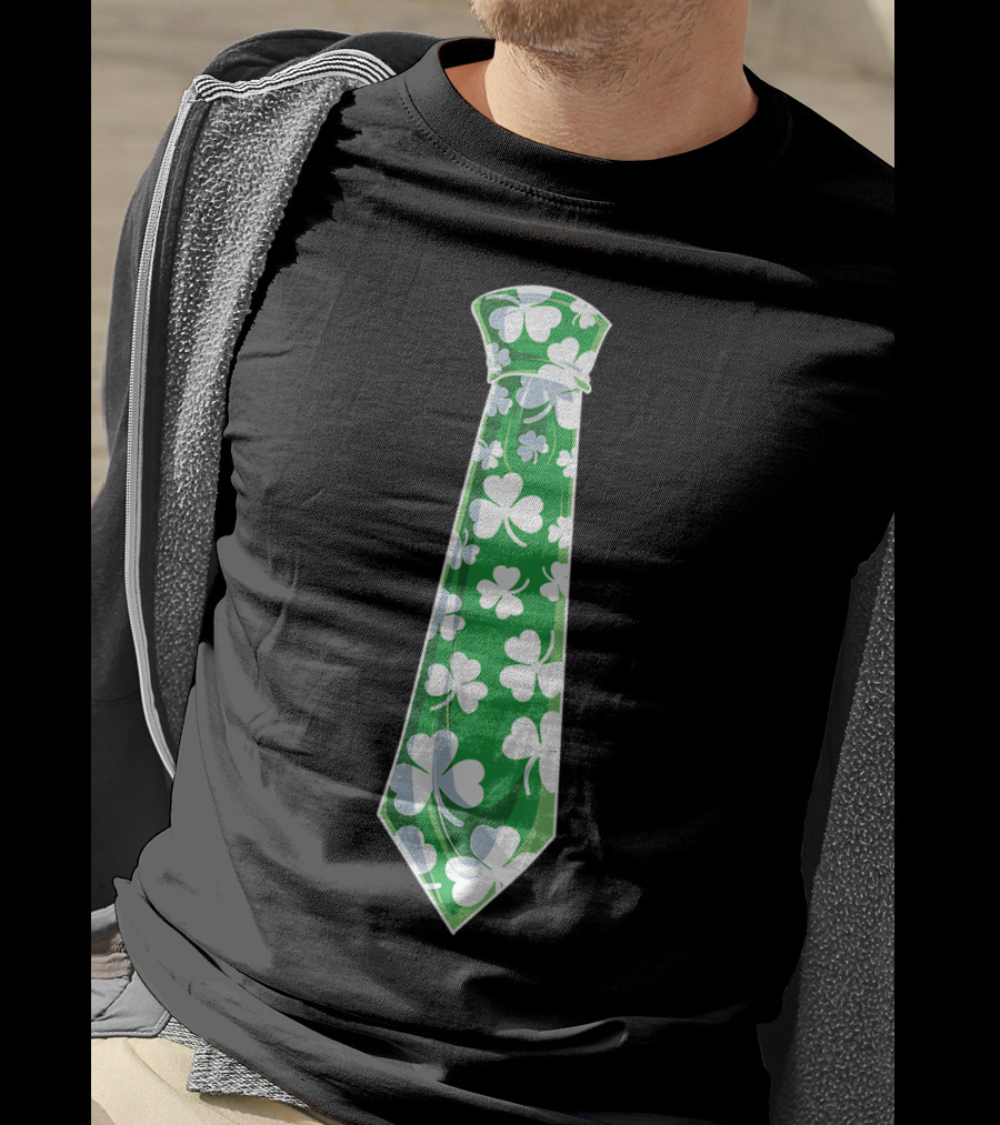 St Patricks Day Green Shamrock Tie Boys Men T-Shirt