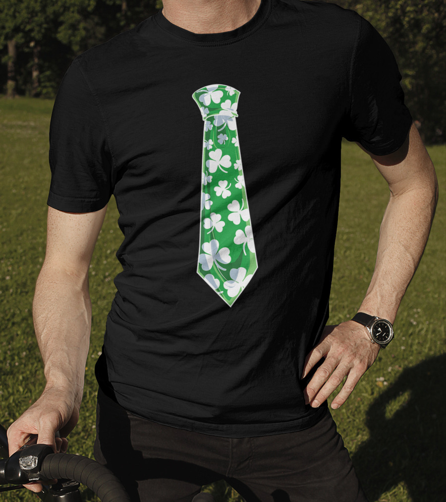 St Patricks Day Green Shamrock Tie Boys Men T-Shirt