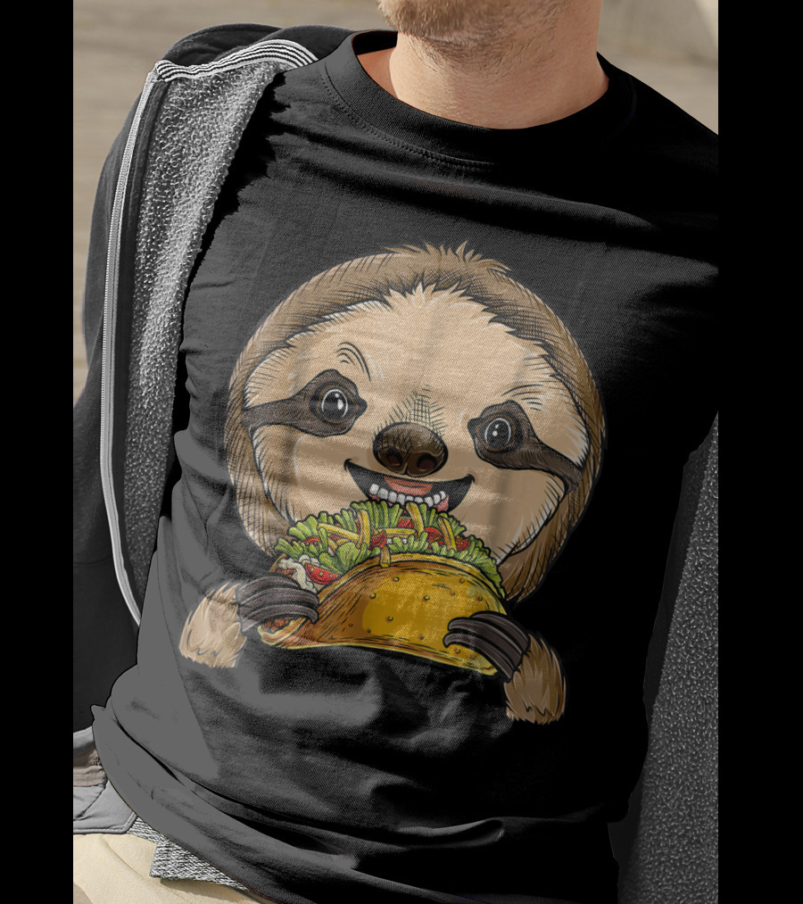 Sloth Enjoying A Taco Animal Tacos Lover T-Shirt