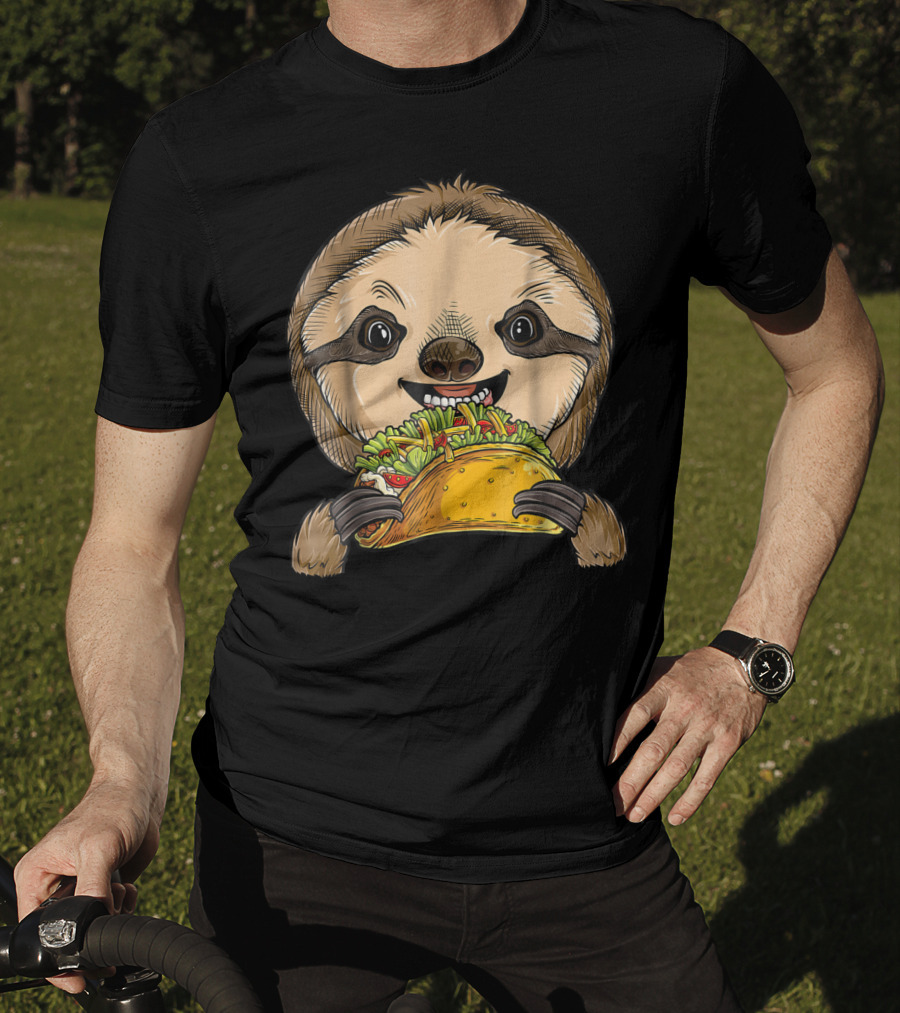 Sloth Enjoying A Taco Animal Tacos Lover T-Shirt