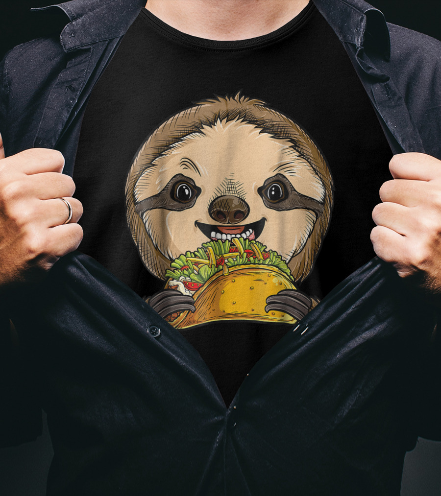 Sloth Enjoying A Taco Animal Tacos Lover T-Shirt