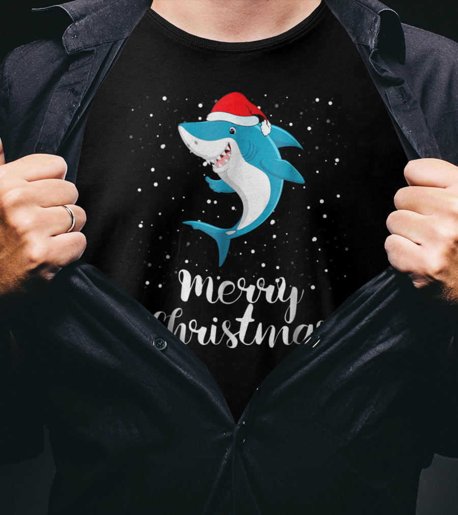 Merry Christmas Shark Funny Christmas Matching Family Group T-Shirt