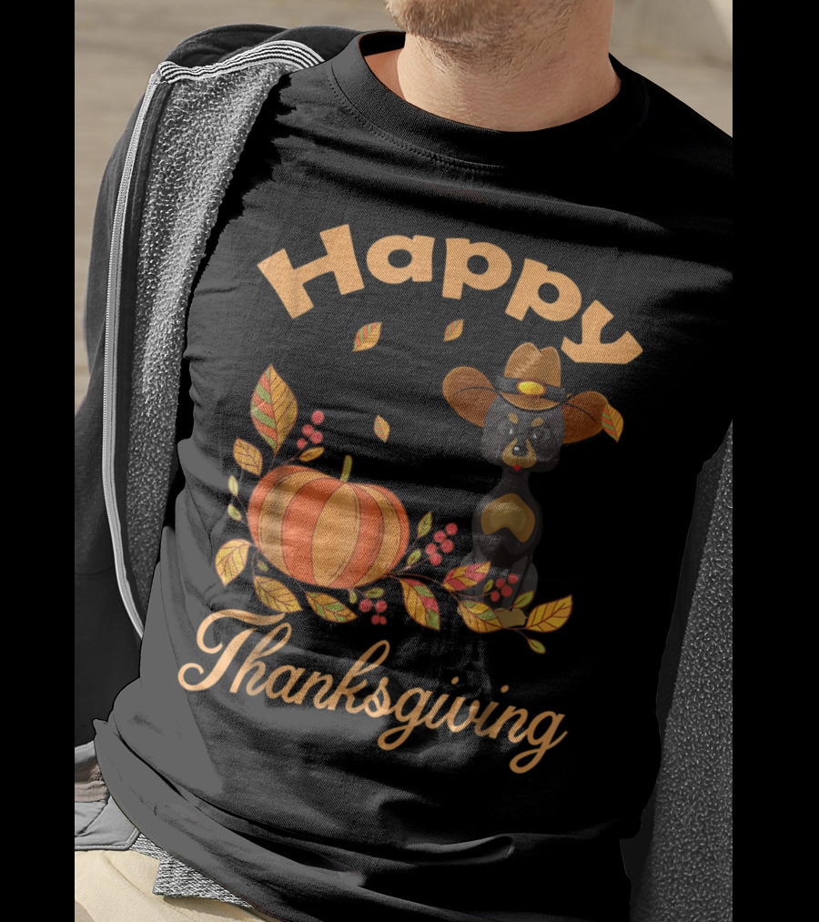 Happy Thanksgiving Great Danes Pilgrim Pumpkin Leaves T-Shirt