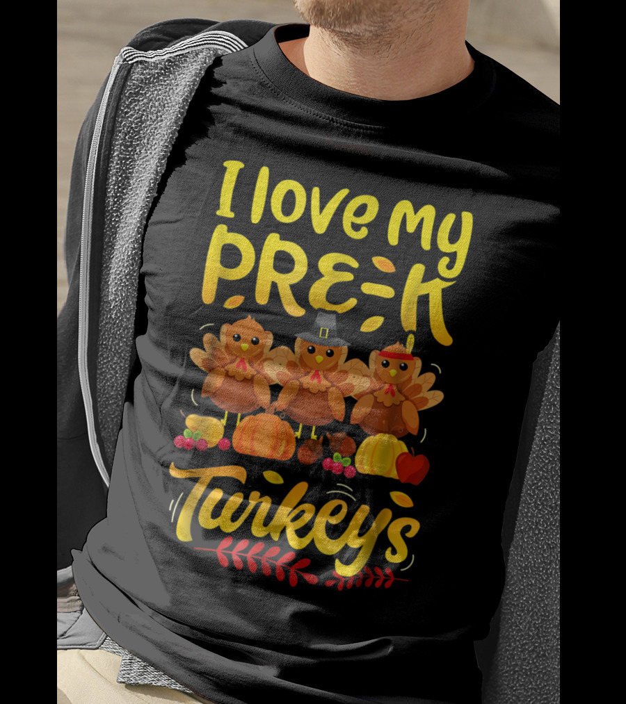 I Love My Pre-K Turkeys Thanksgiving Women T-Shirt