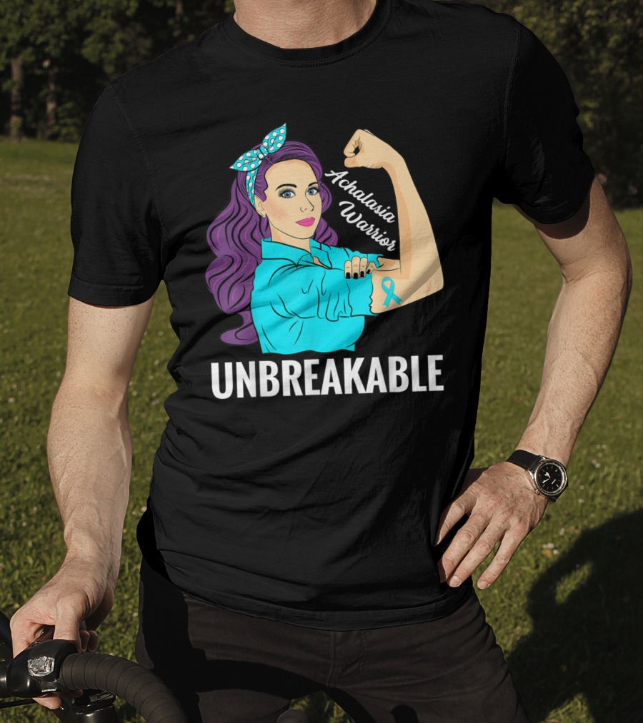 Achalasia Warrior Unbreakable Rosie The Riveter Style Awareness T-Shirt