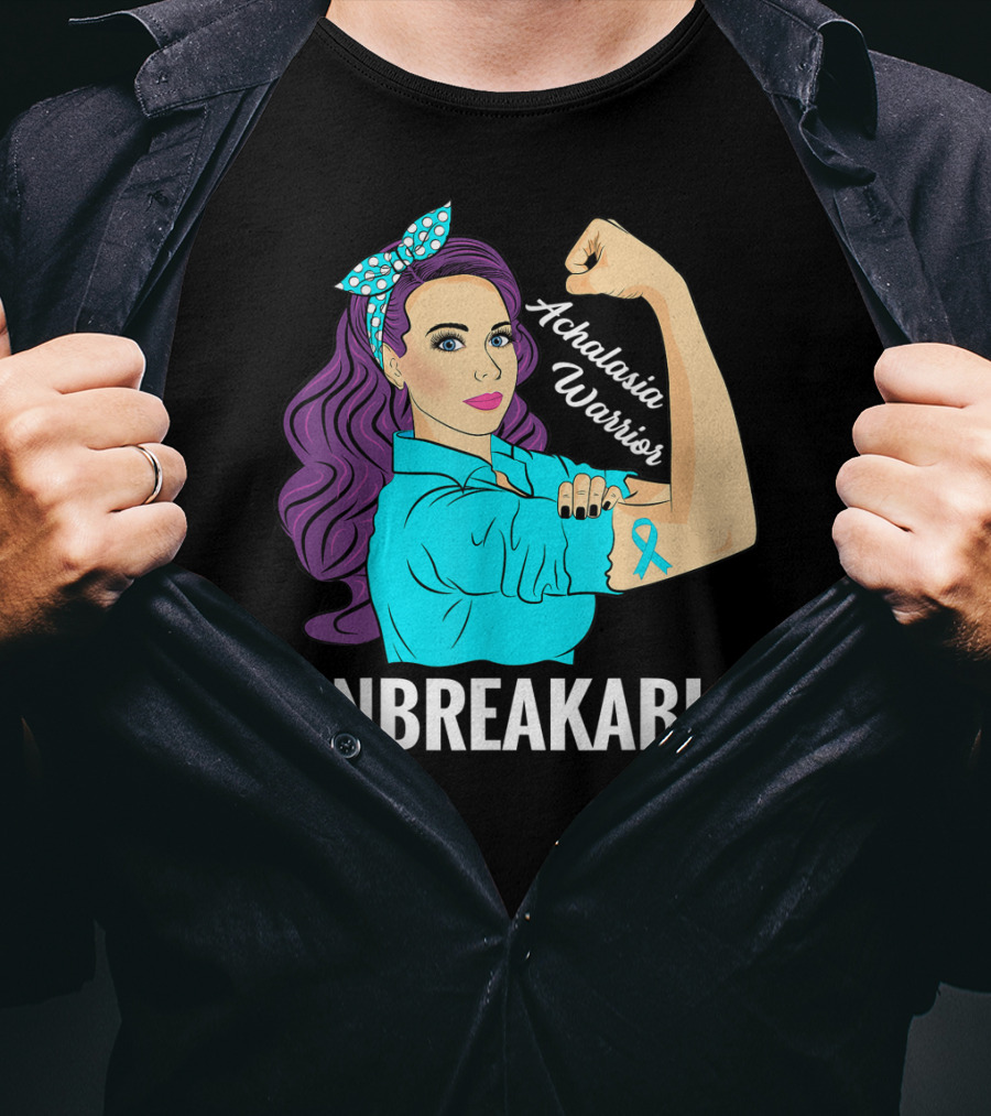 Achalasia Warrior Unbreakable Rosie The Riveter Style Awareness T-Shirt