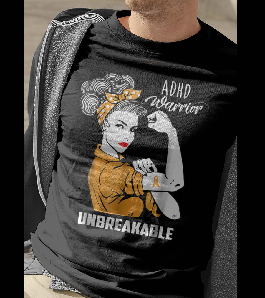 ADHD Warrior Unbreakable Ribbon Awareness Rosie T-Shirt