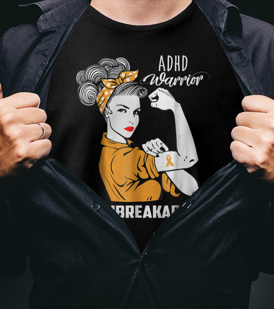 ADHD Warrior Unbreakable Ribbon Awareness Rosie T-Shirt