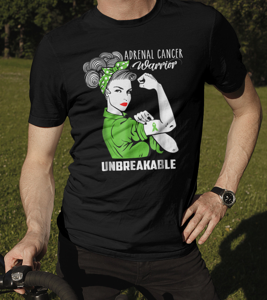 Adrenal Cancer Warrior Unbreakable Awareness Ribbon Strength T-Shirt