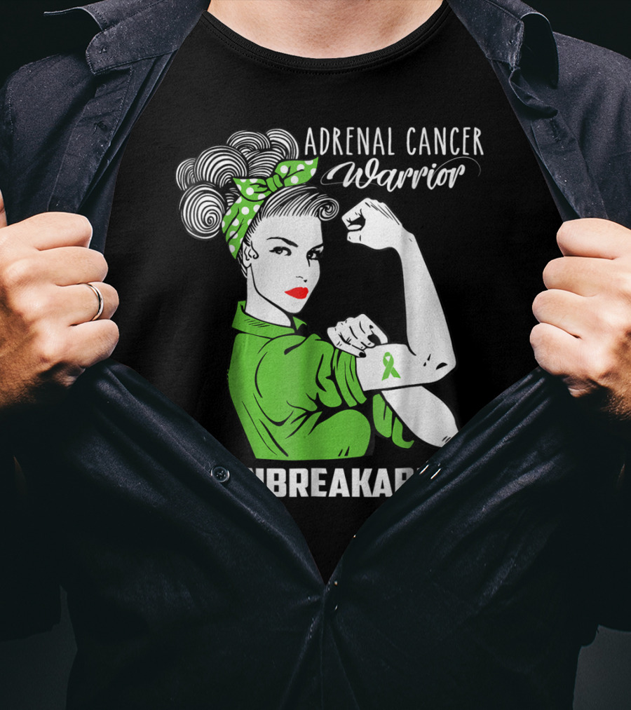 Adrenal Cancer Warrior Unbreakable Awareness Ribbon Strength T-Shirt