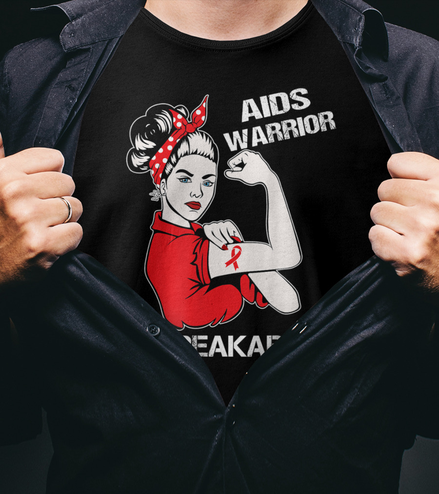 Aids Warrior Unbreakable Rosie The Riveter Ribbon Power T-Shirt