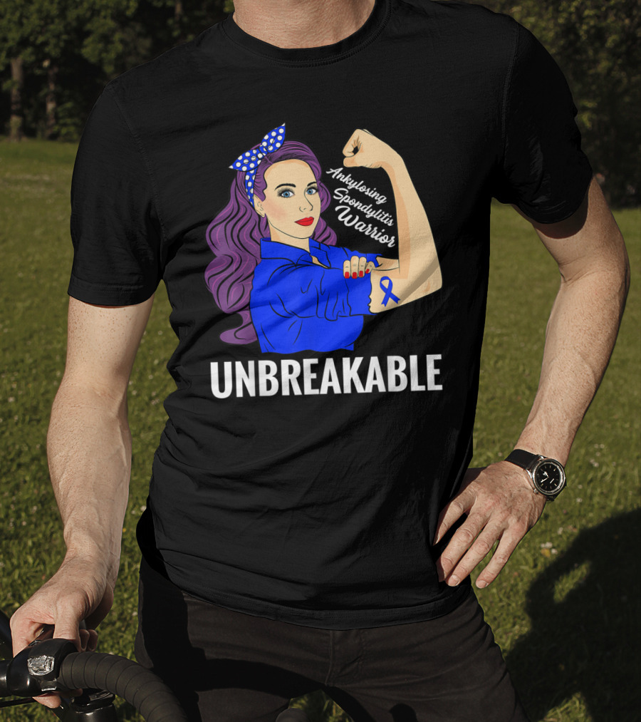 Ankylosing Spondylitis Warrior Unbreakable Rosie The Riveter Symbolic Strength T-Shirt
