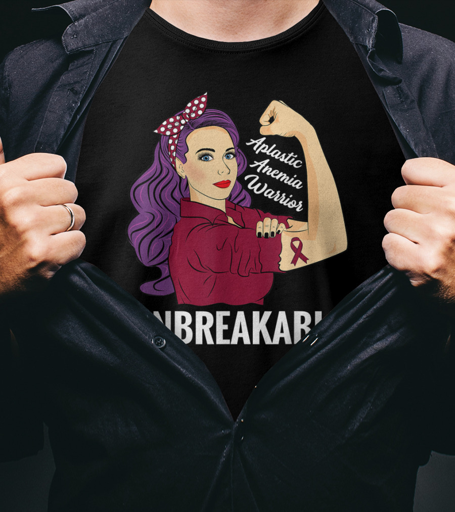 Aplastic Anemia Awareness Warrior Unbreakable Strength Ribbon T-Shirt