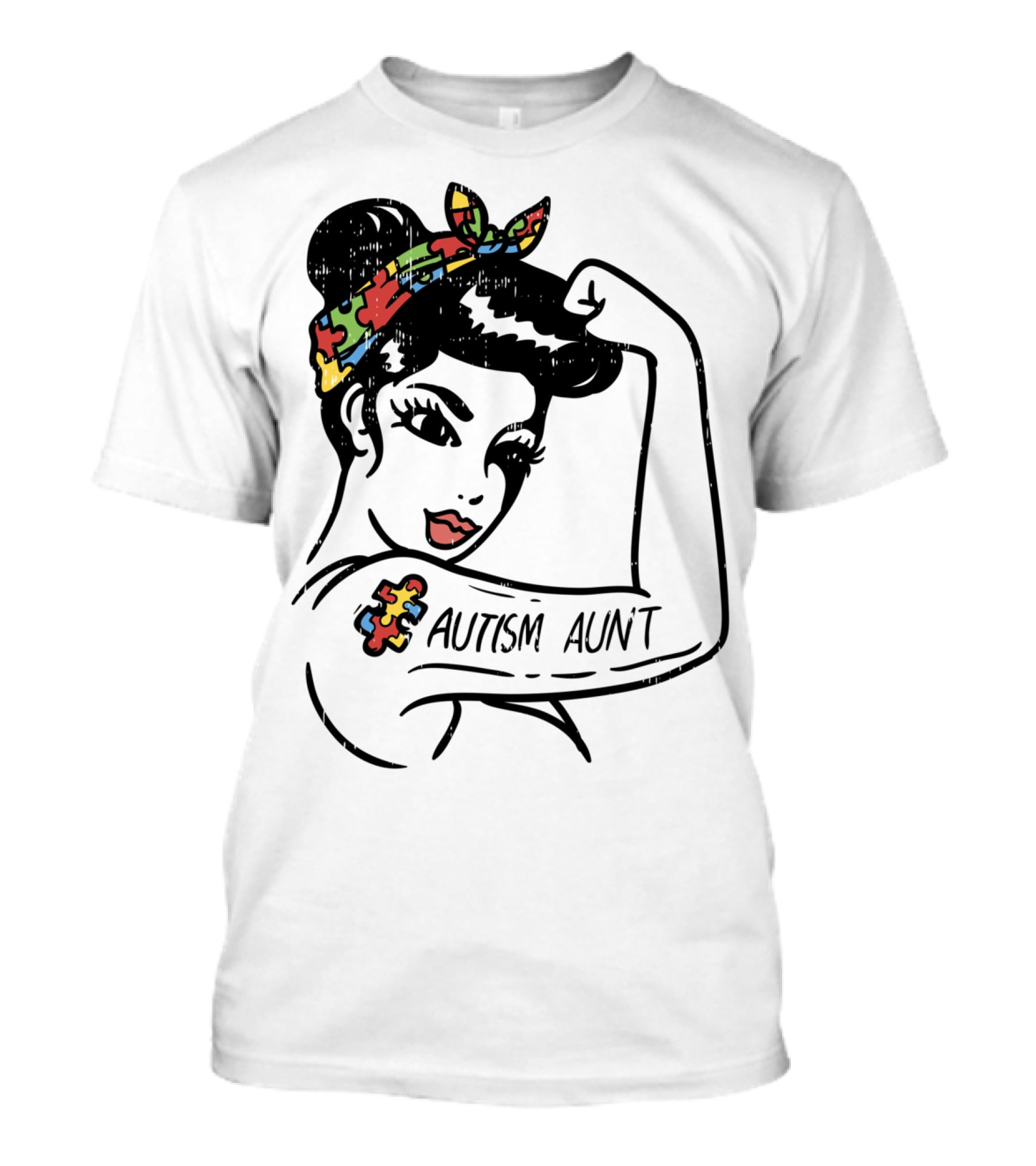 Autism Aunt Unbreakable Puzzle Piece Bandana Tattoo T-Shirt