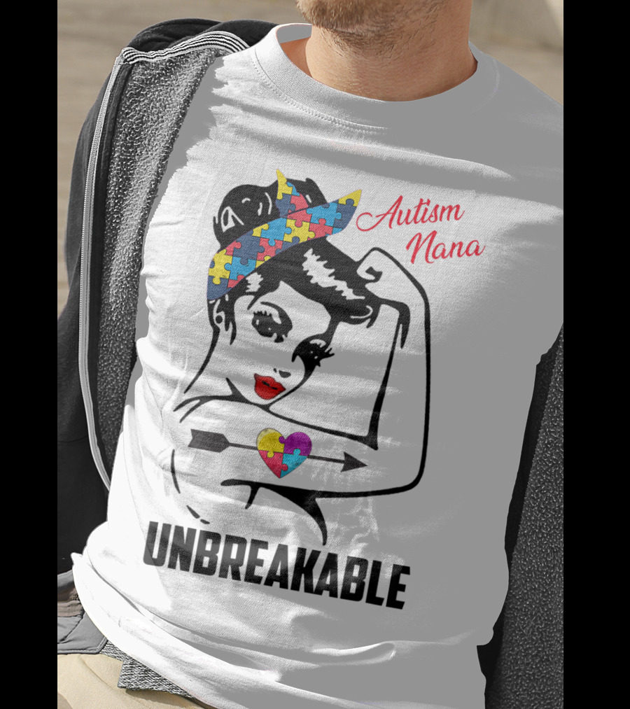 Autism Nana Unbreakable Puzzle Heart Bandana T-Shirt