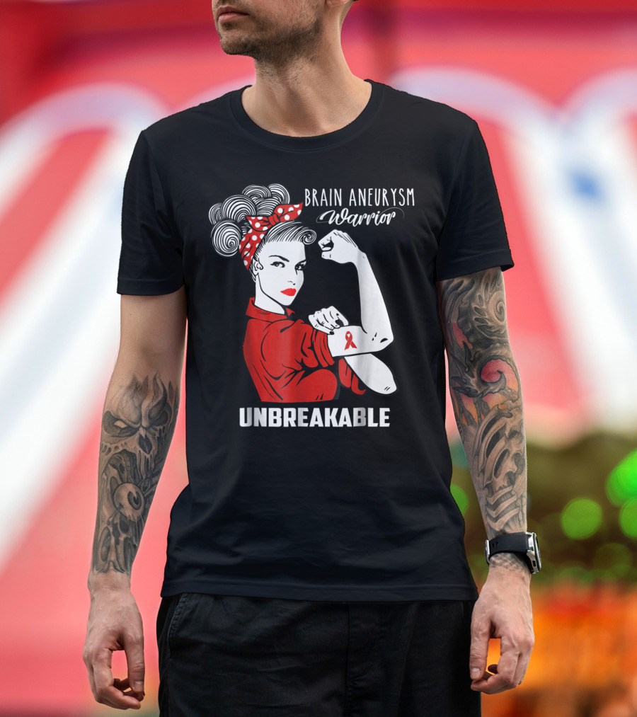 Brain Aneurysm Warrior Unbreakable Awareness Ribbon Strength T-Shirt