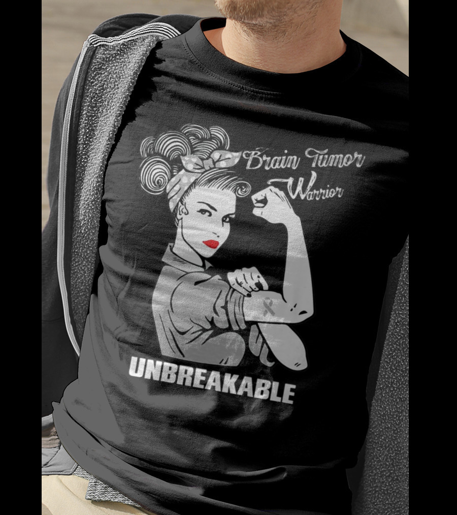 Brain Tumor Warrior Unbreakable Rosie The Riveter T-Shirt