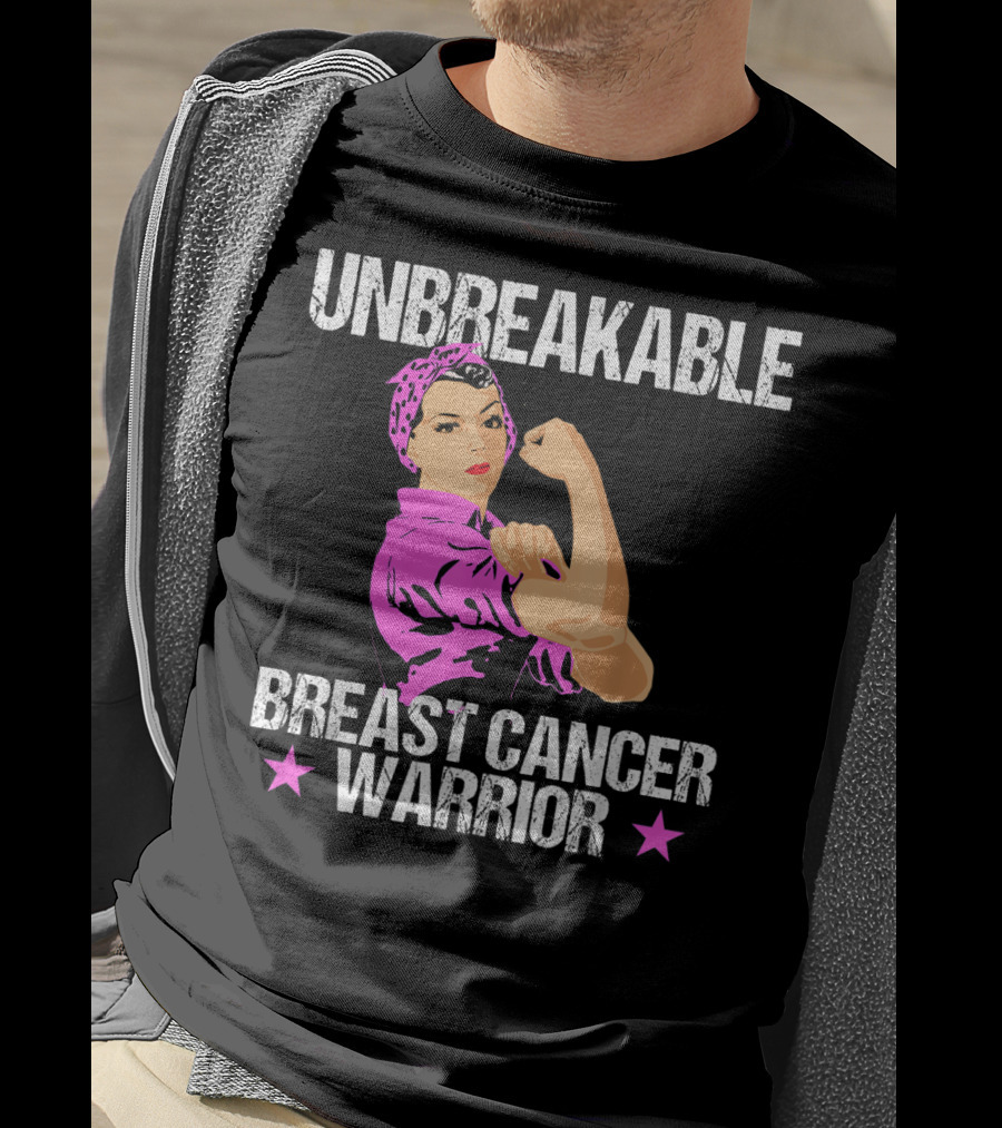 Unbreakable Breast Cancer Warrior Pink Awareness T-Shirt