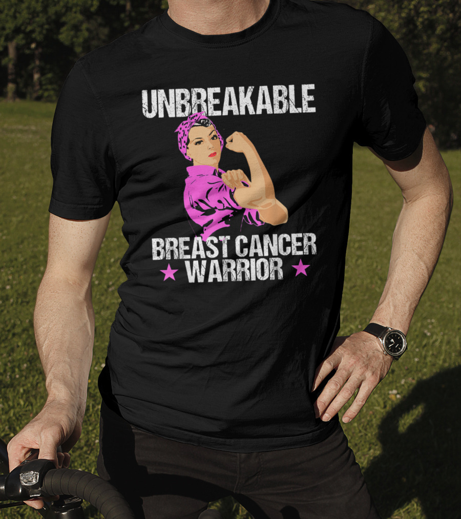 Unbreakable Breast Cancer Warrior Pink Awareness T-Shirt