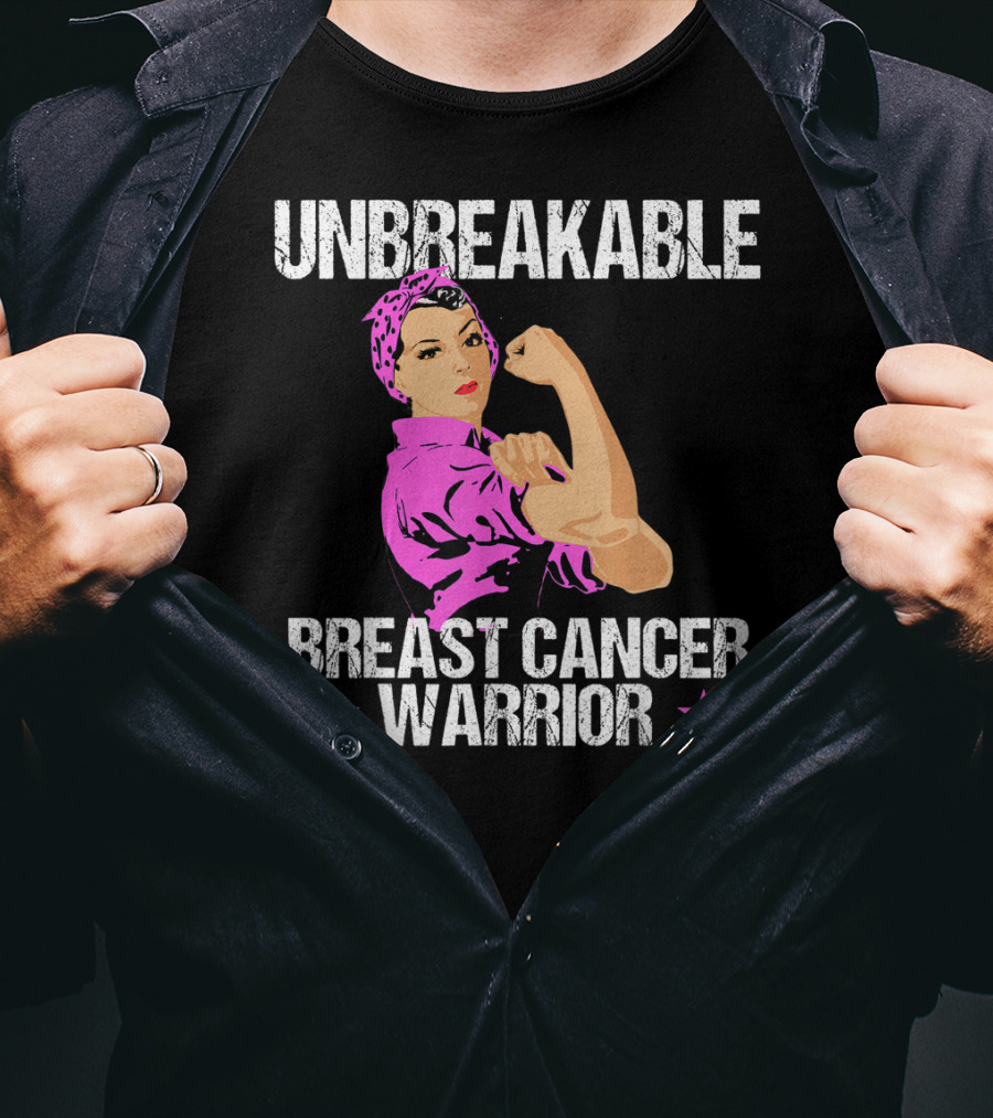 Unbreakable Breast Cancer Warrior Pink Awareness T-Shirt