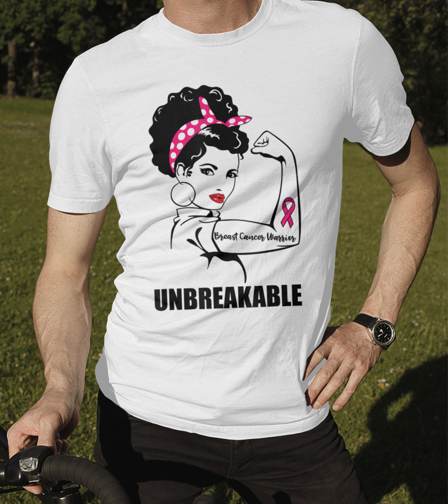 Breast Cancer Warrior Unbreakable Pink Ribbon Strength T-Shirt