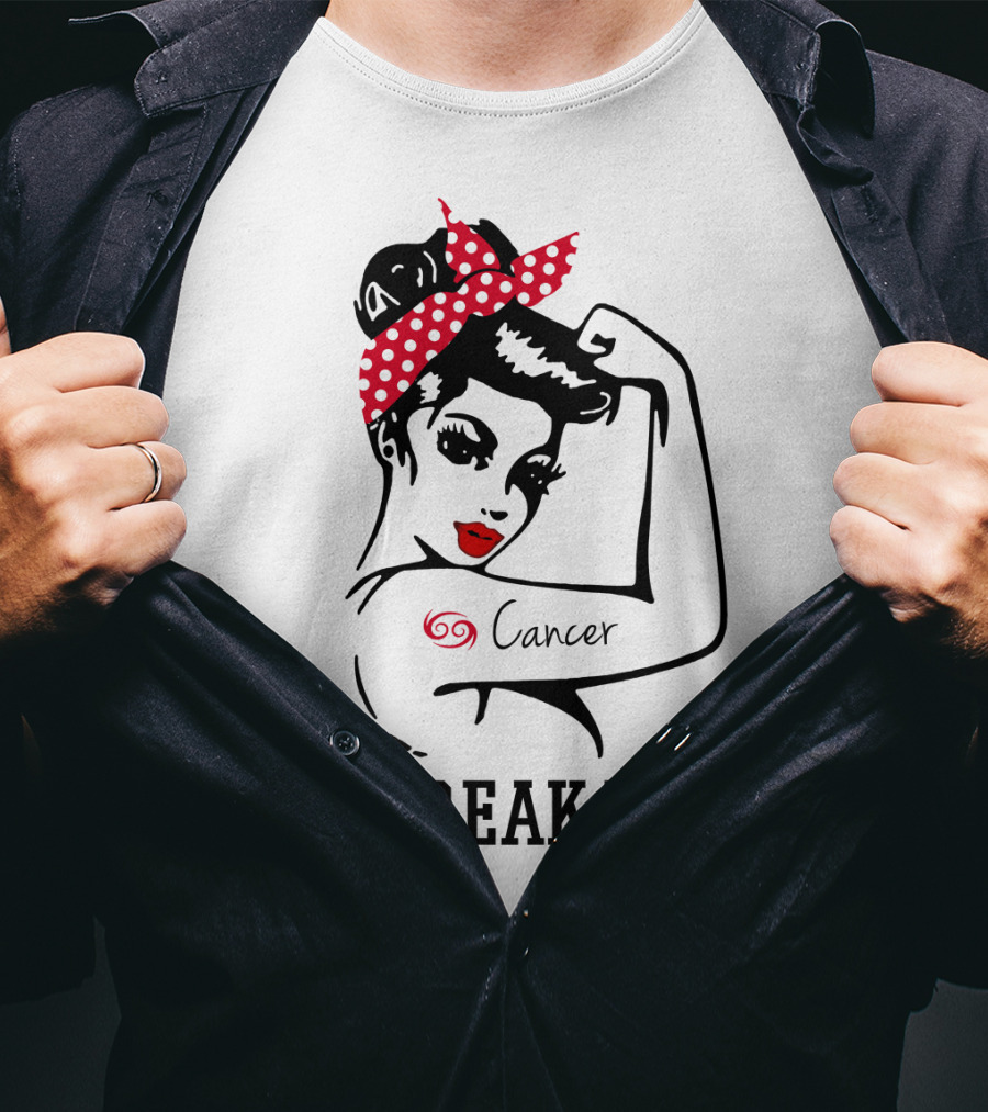 Cancer Girl Unbreakable Rosie Riveter T-Shirt