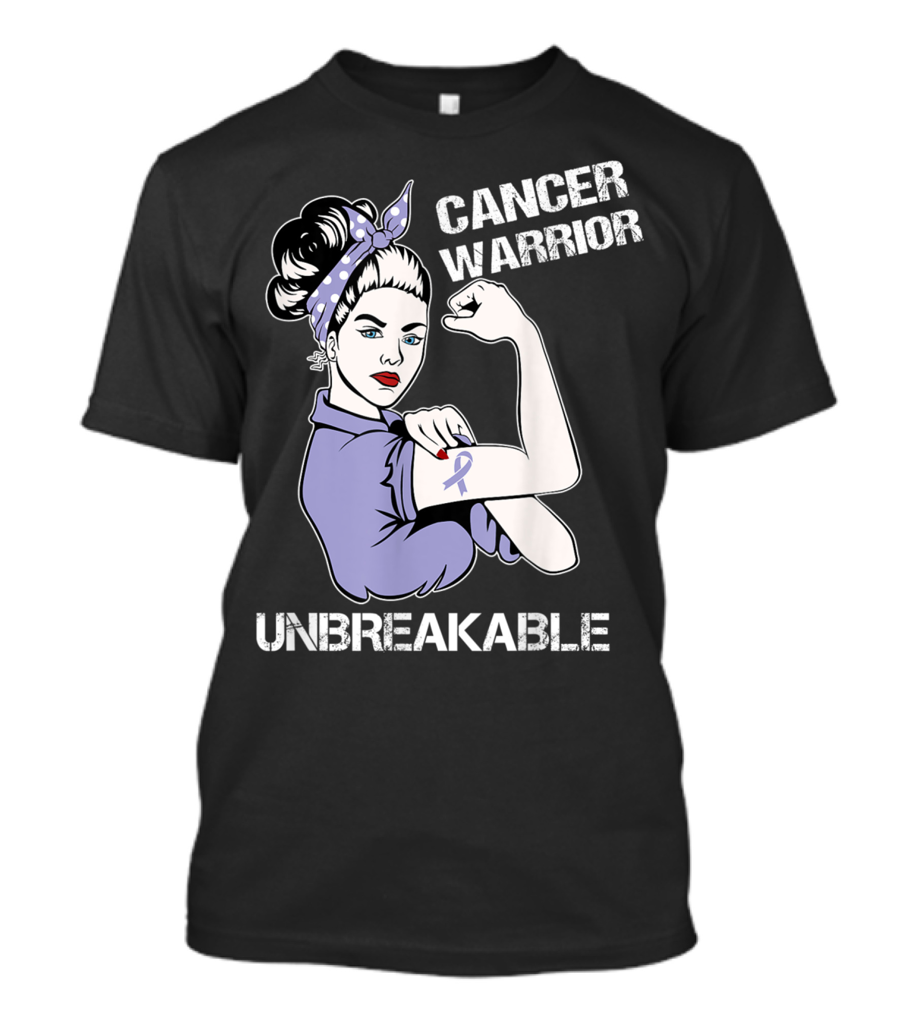 Cancer Warrior Unbreakable Rosie The Riveter Purple T-Shirt