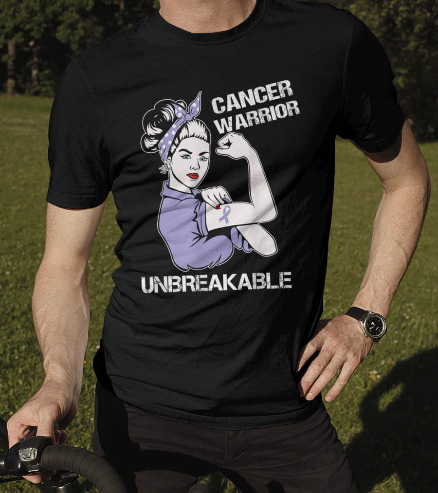 Cancer Warrior Unbreakable Rosie The Riveter Purple T-Shirt