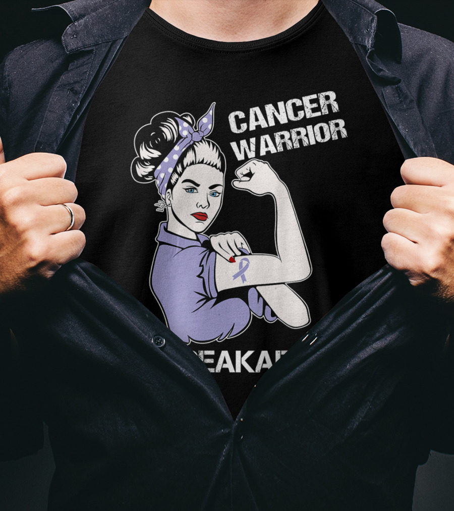 Cancer Warrior Unbreakable Rosie The Riveter Purple T-Shirt